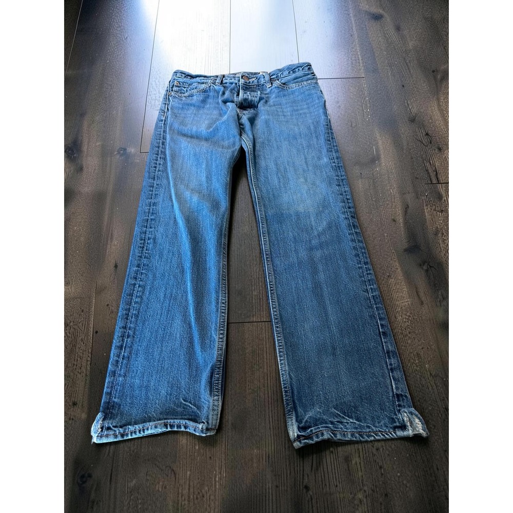 Hollister Jeans Mens 33x32 Blue Bootcut Distressed Y2K Casual Denim Streetwear